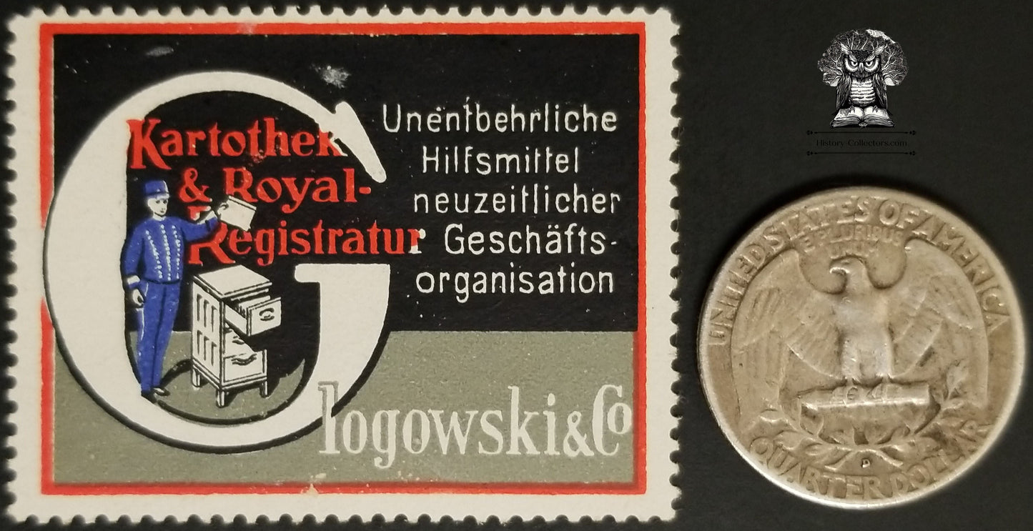 German Logowski & Co Kartother Royal Registrar Cinderella Advertising Poster Stamp - Germany