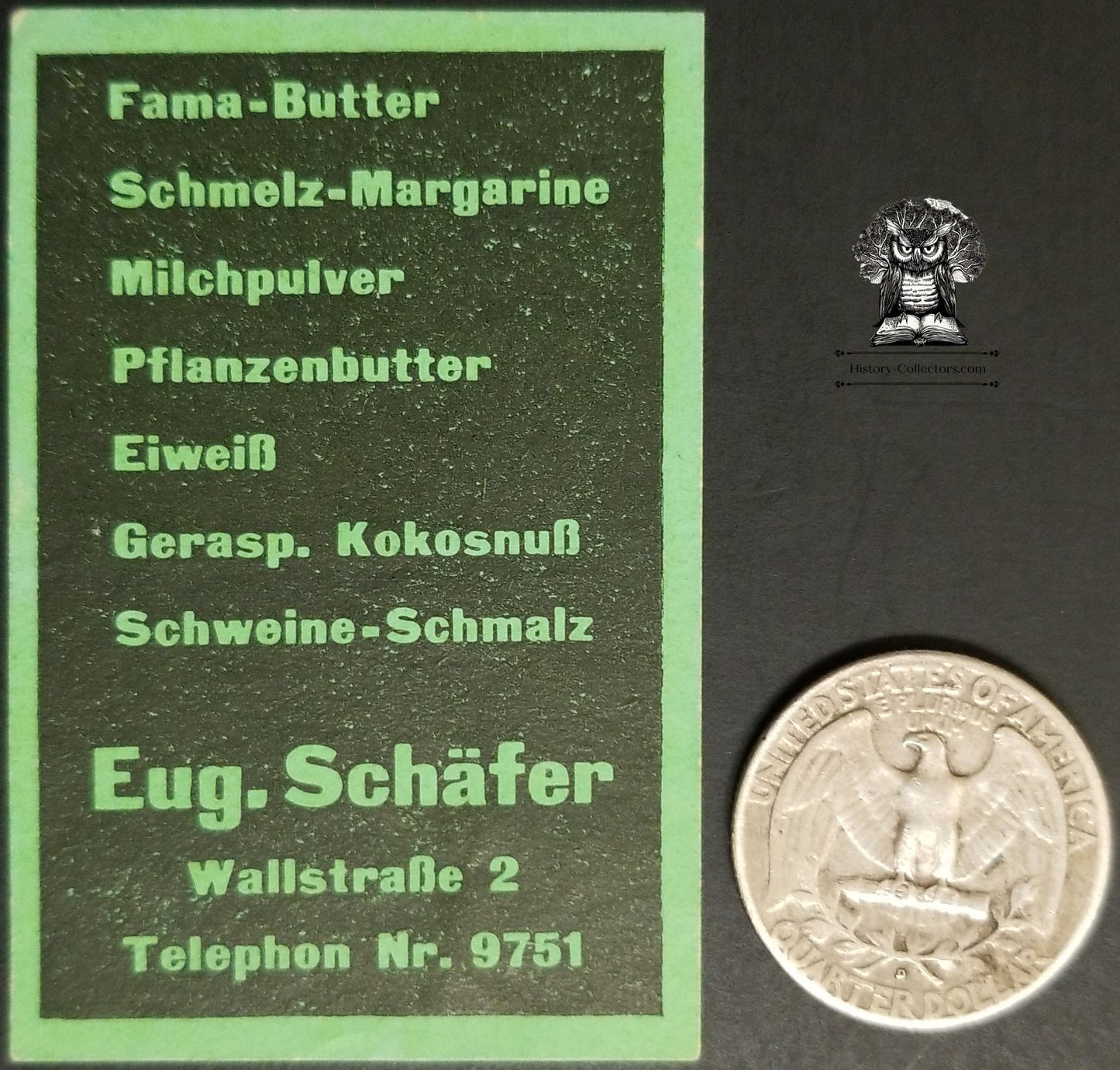 Germany Eug-Schafer Wallstrabe 2 Telephon Nr 9751 Grocery Advertising Graphic