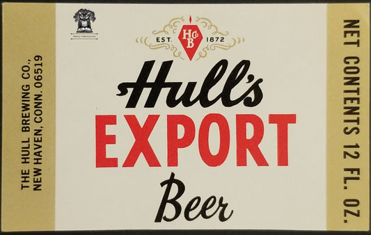 Hull's Export Beer Bottle Label - Hull Brewing Co New Haven CT
