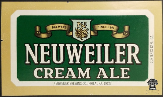 Neuweiler Cream Ale Beer Bottle Label - Brewing Co Philadelphia PA