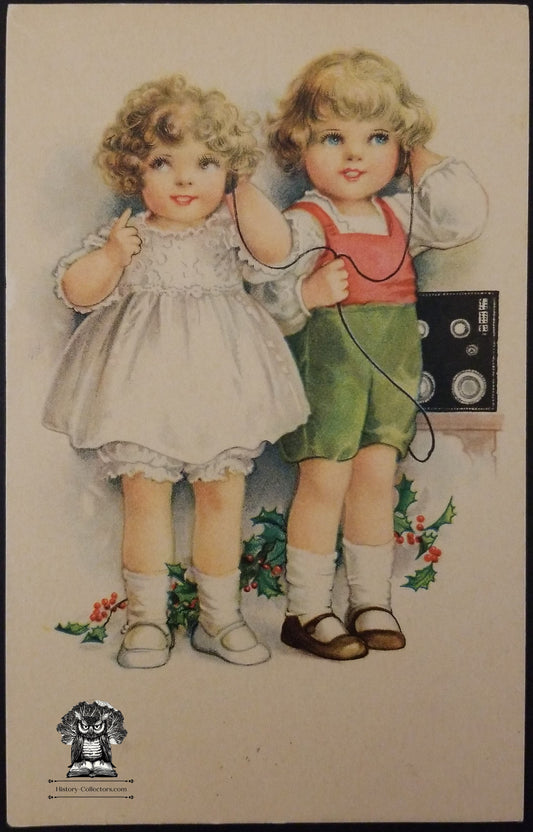 O.T.C. Oyster Crackers Advertising Trade Card - Trenton New Jersey - Children Holly Radio - Grace Dayton?