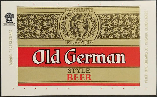 Old German Style Beer Bottle Label - Peter Hand Brewing Co. Chicago IL