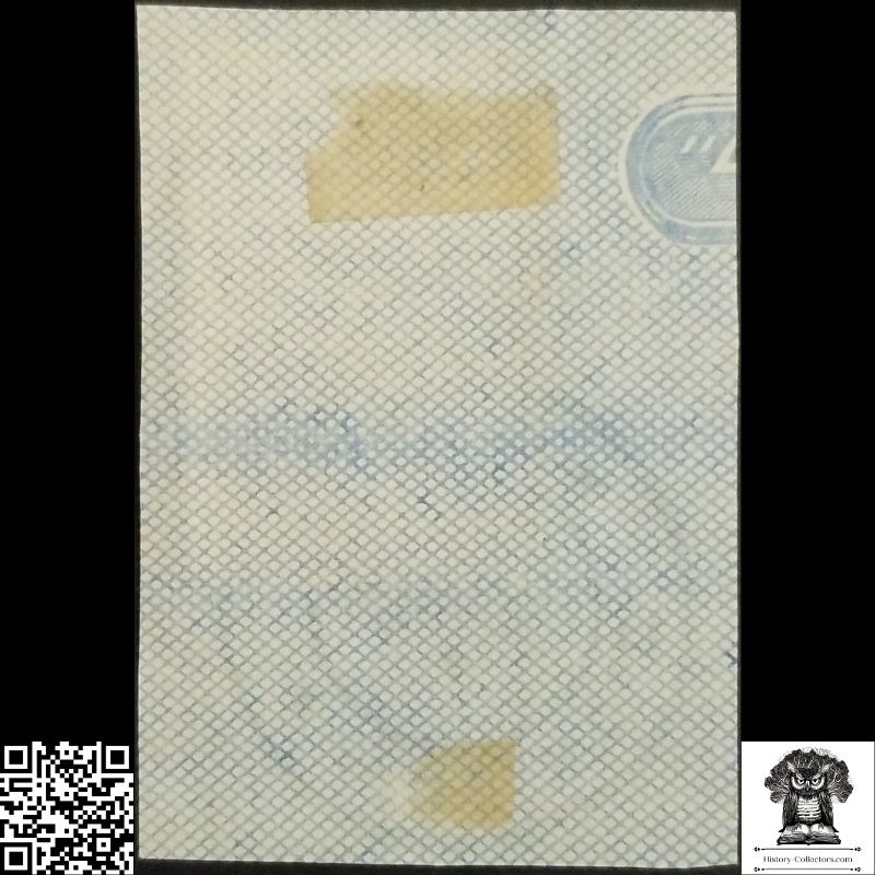 Pre-1948 Jewish National Fund KKL JNF Fundraising Label Cutout - Blue Theodor Herzl Stamp - 50 Years To The Jewish State Overprint - Hebrew Cancelation Mark - Top Margin Selvage - 10 Mils - Star Of David - Zionism - Judaica