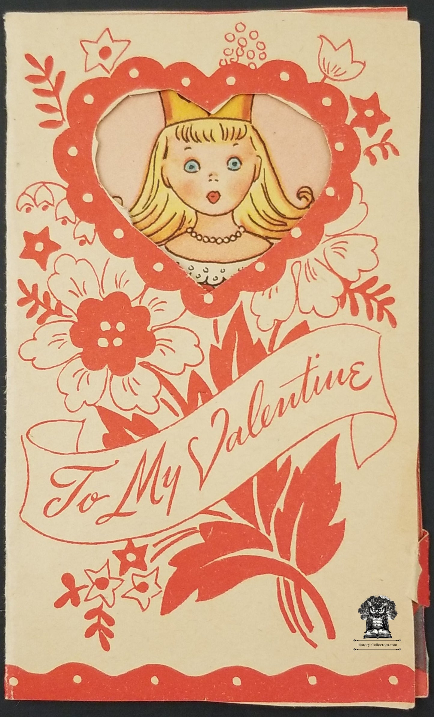 Vintage Queen of Hearts Valentine's Day Children's Exchange Fold Open Card