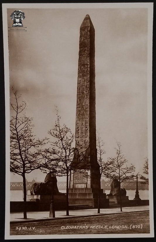 RPPC Picture Postcard - Egyptian Cleopatra's Needle London England - Valentine's Great Brittan