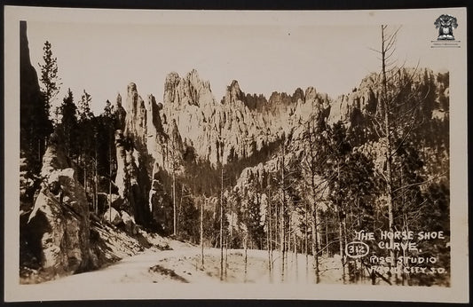 RPPC Picture Postcard - Horseshoe Curve Black Hills Custer State Park South Dakota - DOPS Stamp Box