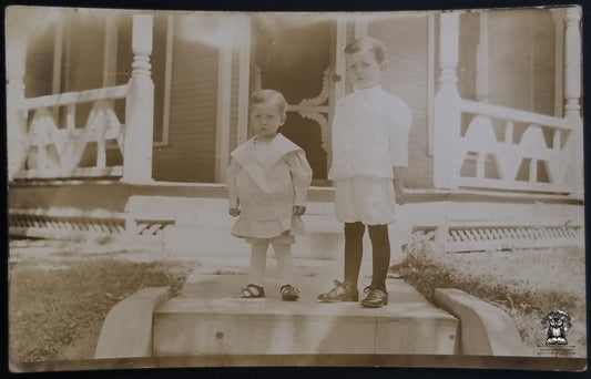 RPPC Picture Postcard - Male Children Edwardian Fashion Clothing - AZO Stamp Box