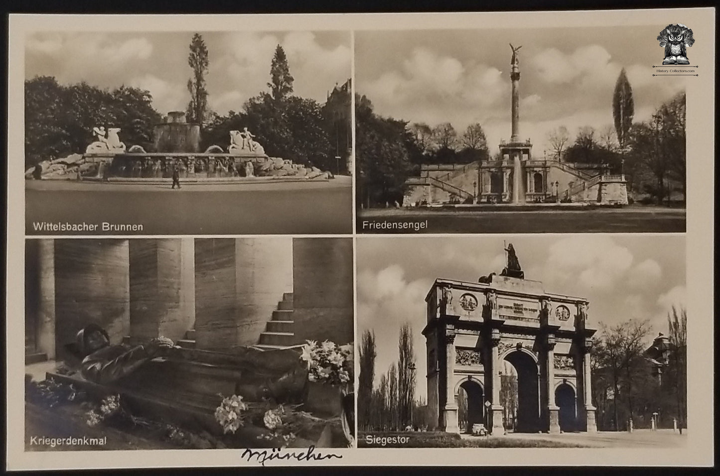 RPPC Picture Postcard - Munich Germany Wittelsbacher Fountain Victory Gate War Memorial