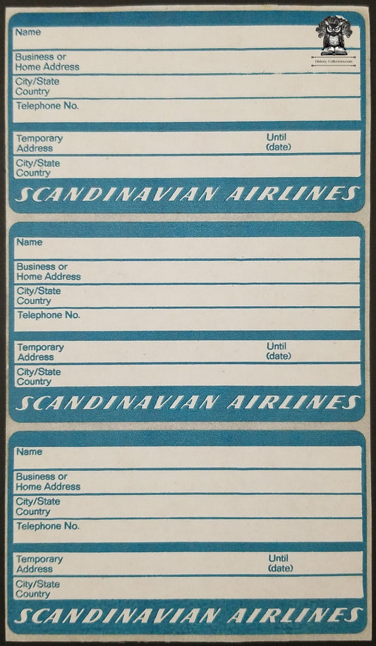 Vintage Scandinavian Airlines Luggage Baggage Travel Stickers x3