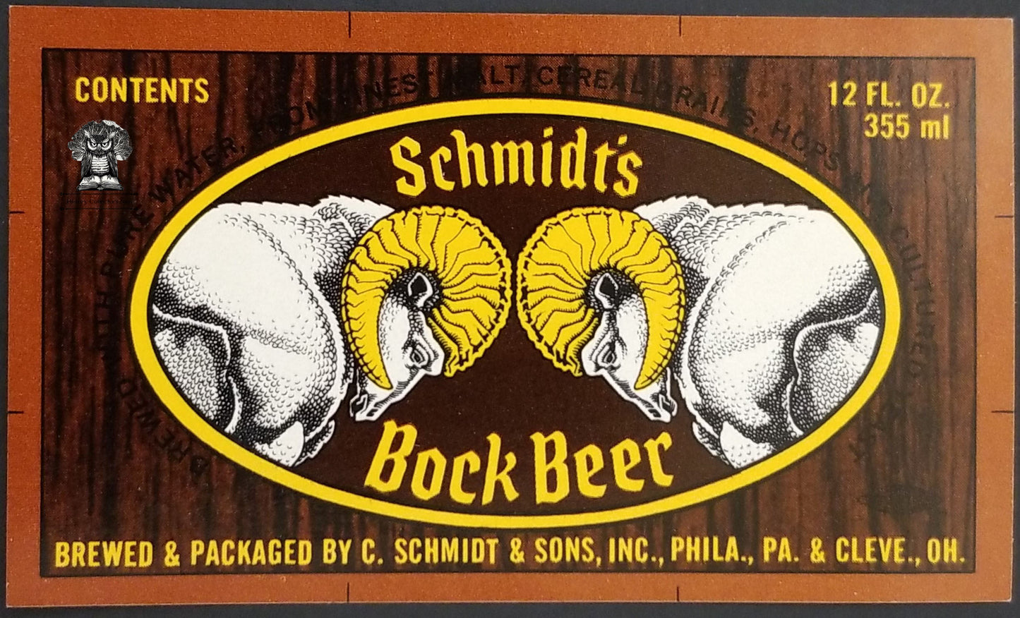 Schmidt's Bock Beer Bottle Label - Philadelphia PA Cleveland OH