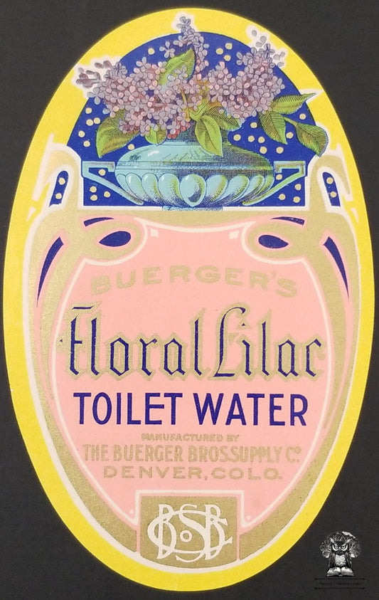 Toilet Water Perfume Room Spray Label Floral Lilac - Buerger Supply Denver CO