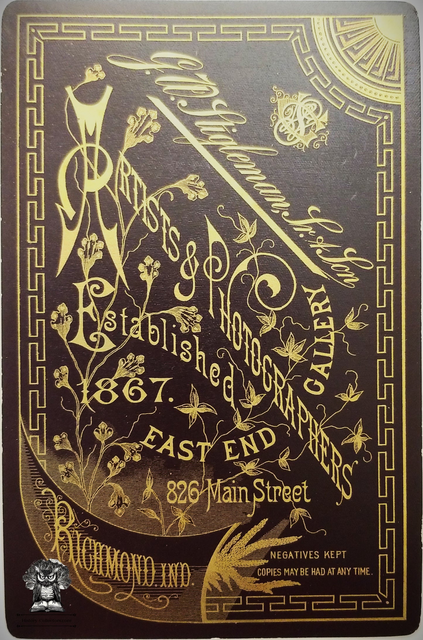 Victorian Cabinet Card Photo - East End Studios - Stigleman & Son - 826 Main Street Richmond Indiana - Young Woman Fashion