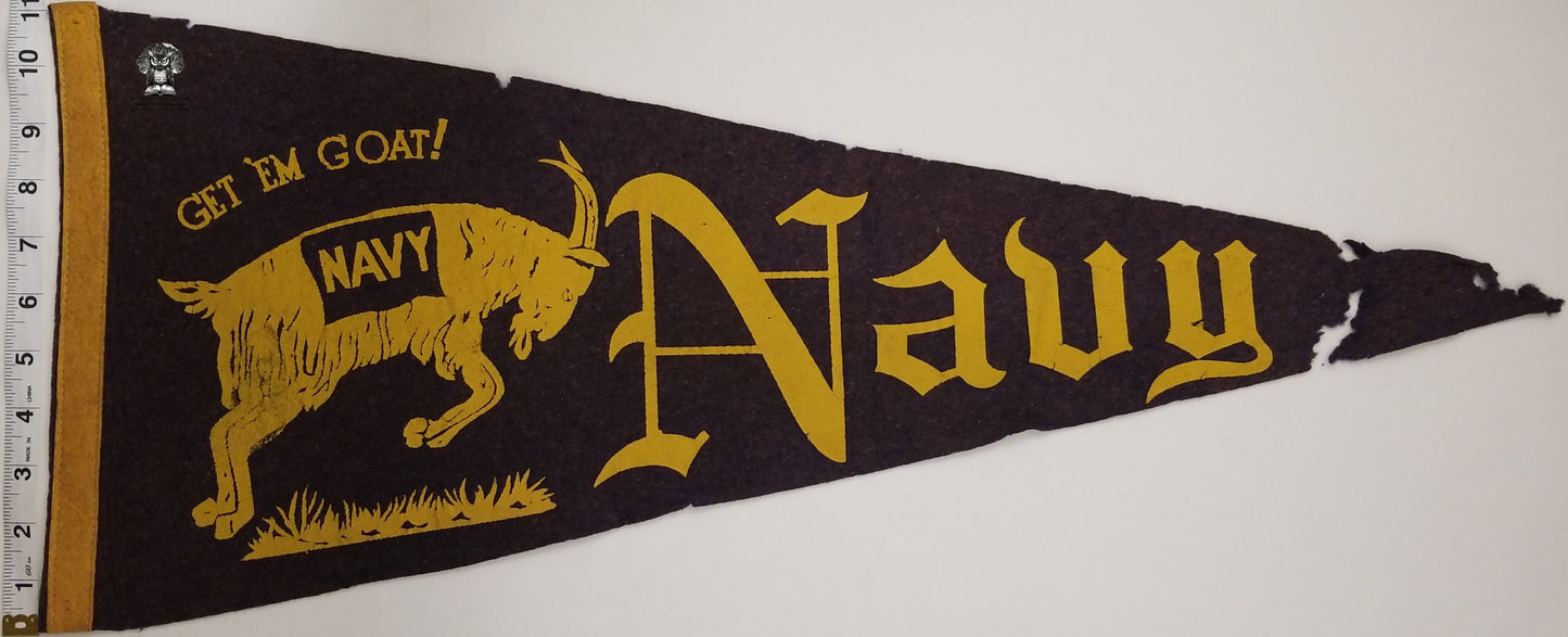 Vintage Bill The Goat Naval Academy Pennant - United States Navy USNA Annapolis MD