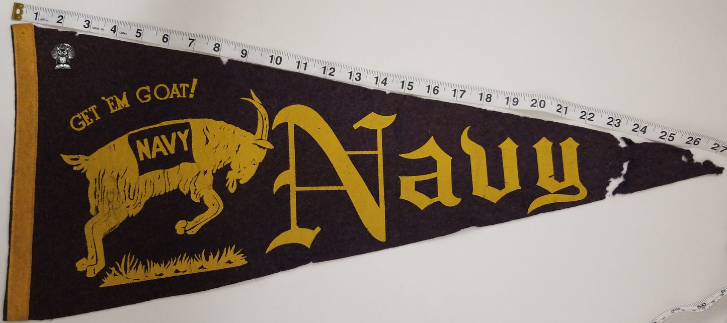 Vintage Bill The Goat Naval Academy Pennant - United States Navy USNA Annapolis MD