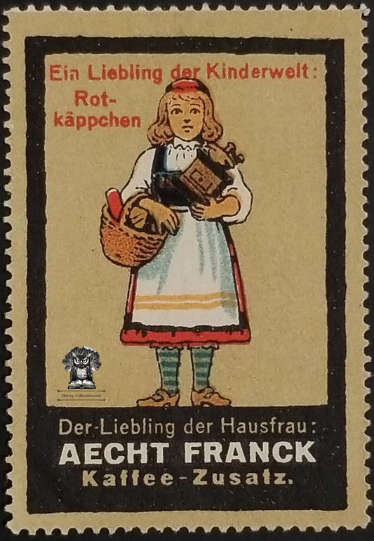 Vintage German Aecht Franck Kaffee Coffee Cinderella Poster Stamp - Germany