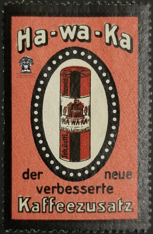 Vintage German Ha-Wa-Ka Kaffee Coffee Additive Cinderella Poster Stamp - Germany