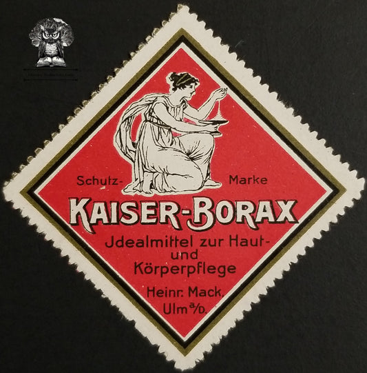 Vintage German Kaiser Borax Cinderella Advertising Poster Stamp - Germany Schultz Marke