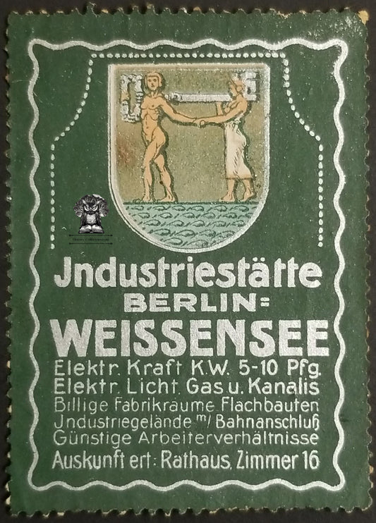 Vintage German Weissensee Industrial Site Berlin Germany Cinderella Poster Stamp