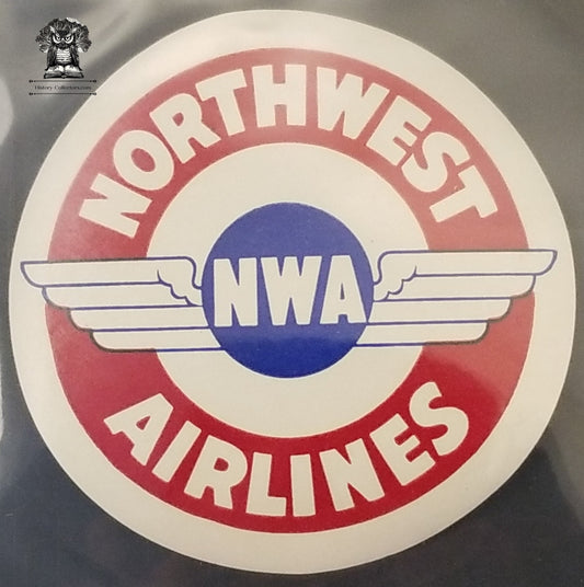 Vintage Northwest Airlines Luggage Label Baggage Sticker NWA Pilot Wings