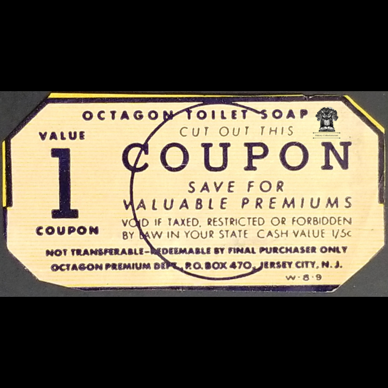 Vintage Octagon Toilet Soap Loyalty Reward Saving Free Premium Coupon - Wrapper Cut-Out - Jersey City New Jersey - Marketing Strategy