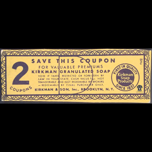 Vintage Pre 1928 Kirkman Granulated Soap Loyalty Reward Saving Free Premium Coupon - Package Cut-Out - Brooklyn NY - Series D - Blank Back - Marketing Strategy