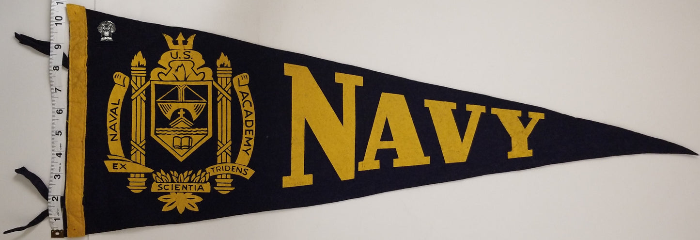 Vintage United States Naval Academy Logo Pennant - USNA Annapolis MD
