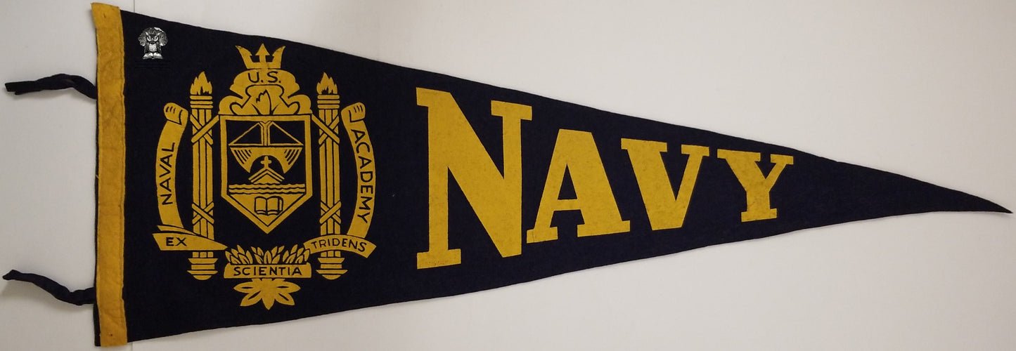 Vintage United States Naval Academy Logo Pennant - USNA Annapolis MD