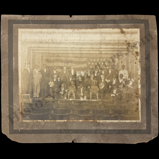 c1890 American Minstrel Troupe Boarded Photograph | Blackface Americana | Stage Performers | Progressive Era | Ready For Framing