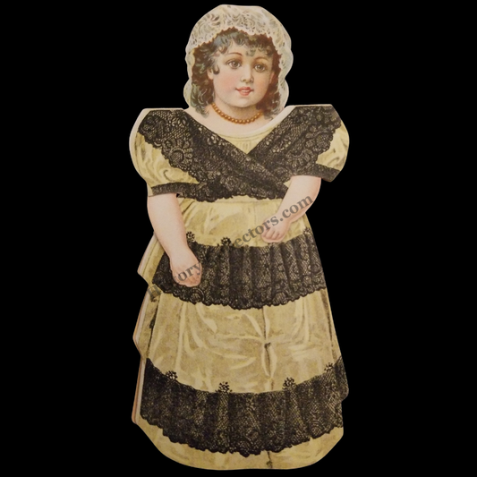 c1890 Clark's Spool Cotton Advertising Paper Doll Die Cut - Newark New Jersey - Dolls Of All Nations Series - Spanish Girl - Progressive Gilded Age Era - Ready For Framing