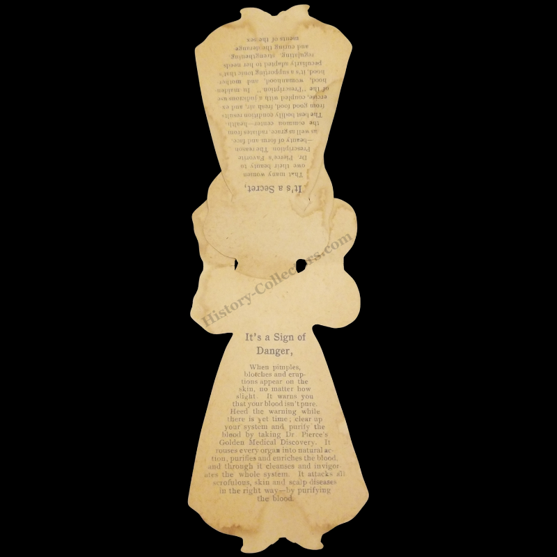 c1895 Dr. Ray Vaughn Pierce’s Advertising Paper Doll Die Cut - People's Common Sense Medical Advisor - World’s Dispensary Medical Association Buffalo New York - Female Derangement Cure - Progressive Gilded Age Era - Ready For Framing