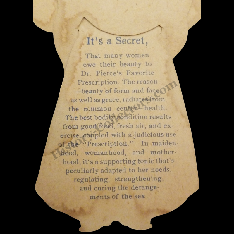 c1895 Dr. Ray Vaughn Pierce’s Advertising Paper Doll Die Cut - People's Common Sense Medical Advisor - World’s Dispensary Medical Association Buffalo New York - Female Derangement Cure - Progressive Gilded Age Era - Ready For Framing