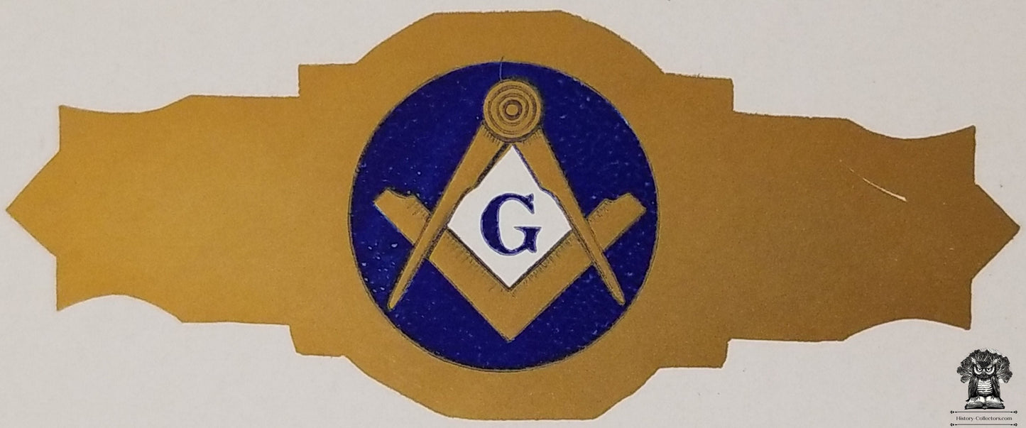 c1900 Celluloid Pinback Proof Die Cut Freemason Masonic Square and Compass