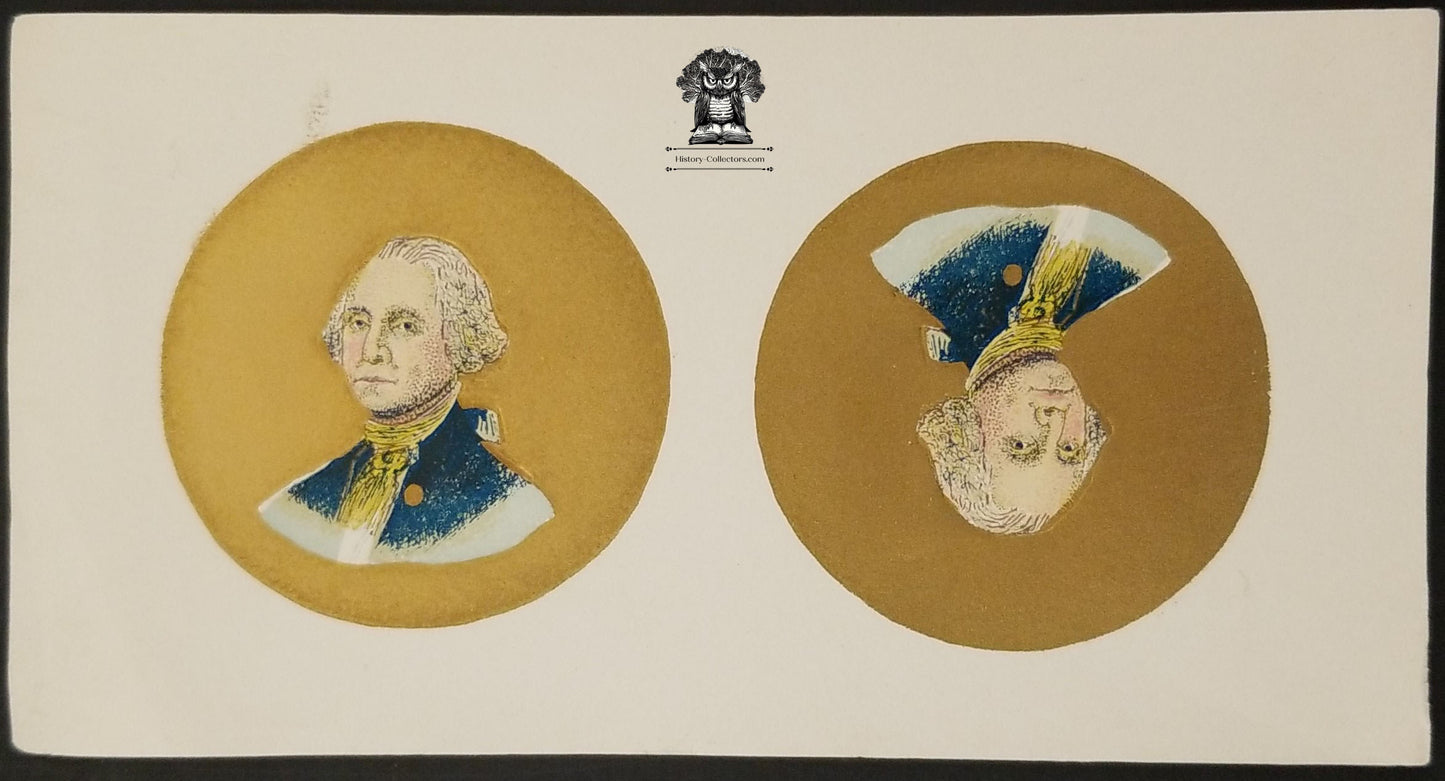 c1900 Celluloid Pinback Proof Die Cut - Patriotic George Washington Portrait Bust