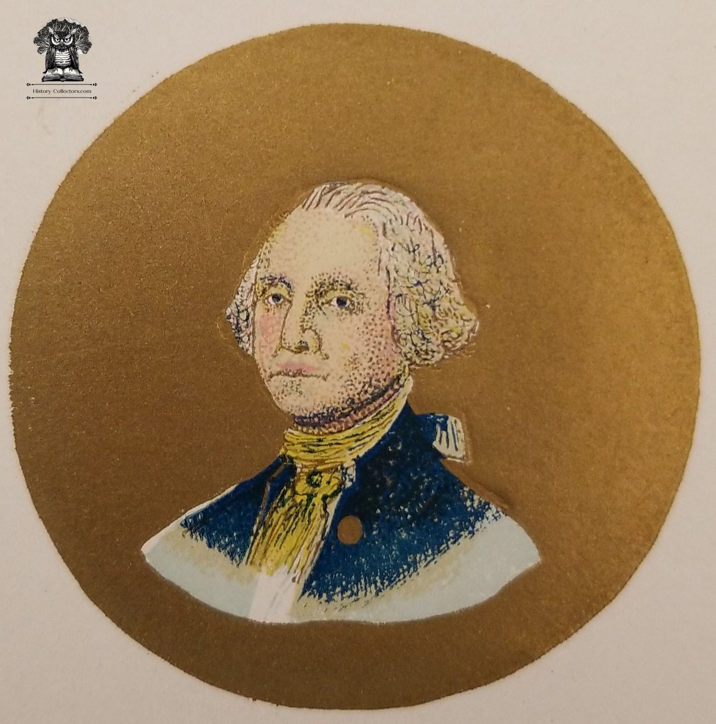 c1900 Celluloid Pinback Proof Die Cut - Patriotic George Washington Portrait Bust