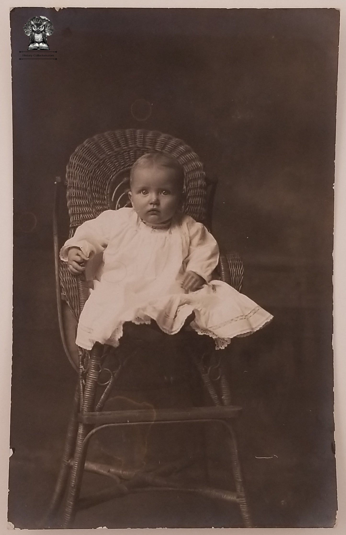 c1904 RPPC Picture Postcard - Male Infant Toddler Studio Photo Fashion Gown - AZO Stamp Box