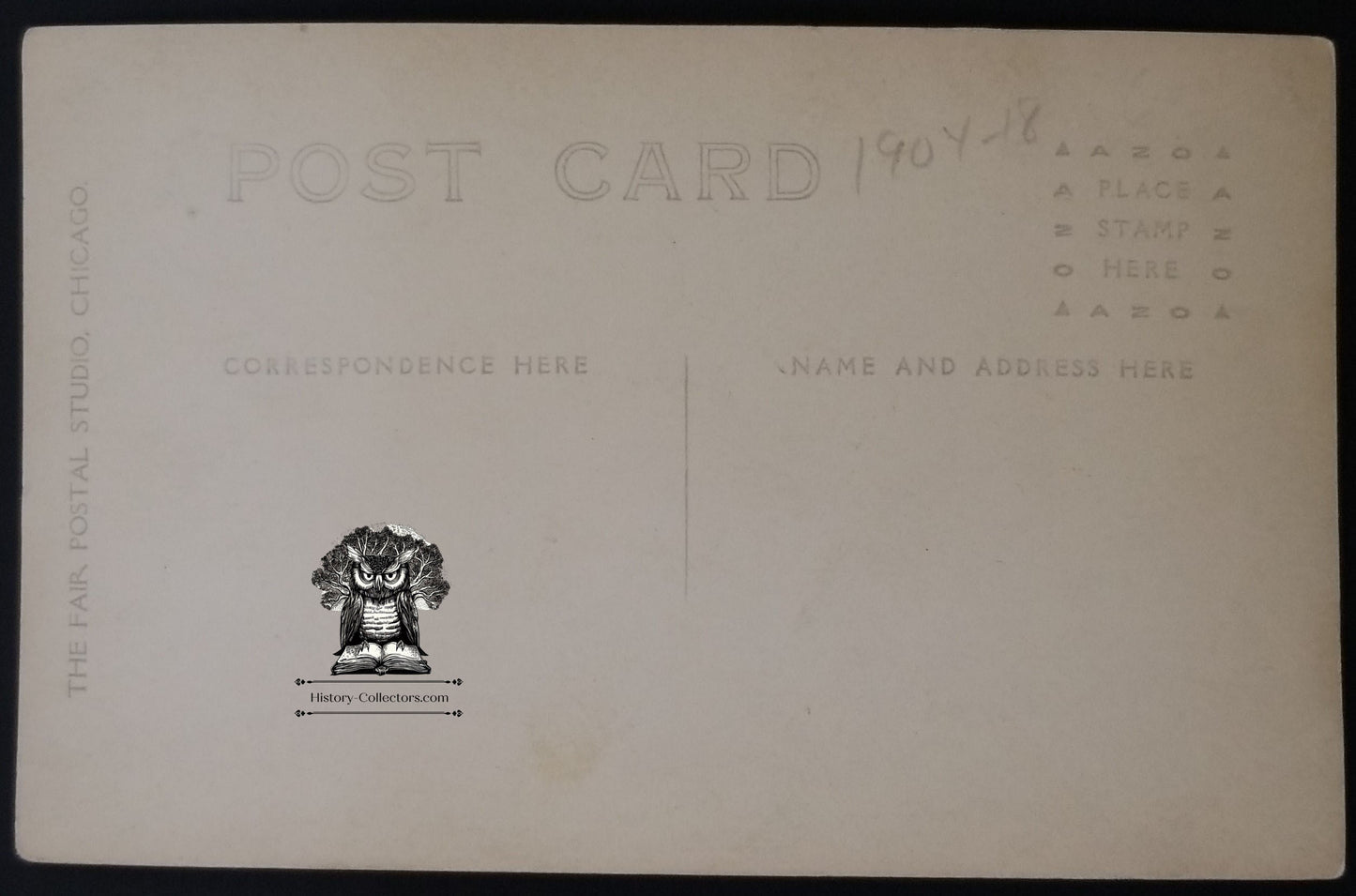 c1904 RPPC Picture Postcard - Victorian Teen Male Portrait - Fashion Undercut Hairstyle Bowtie - Fair Postal Studio - Chicago Il