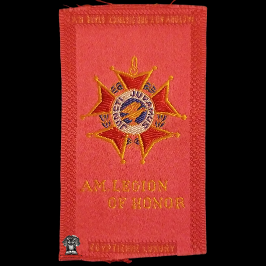 c1910 American Legion Of Honor Fraternal Order Tobacco Cigarette Silk - American Tobacco Company - Factory No 7 - 3rd District State New York - Egyptienne Luxury - Advertising Premium