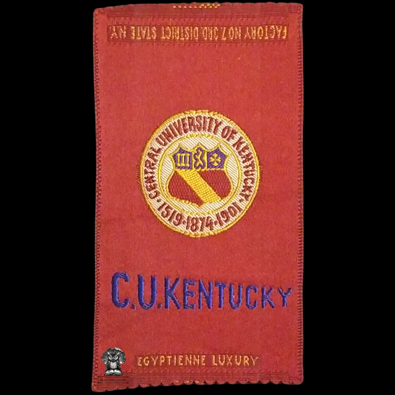 c1910 Central University Of Kentucky - Tobacco Cigarette Silk - American Tobacco Company - Factory No 7 - 3rd District State New York - Egyptienne Luxury - Advertising Marketing Premium