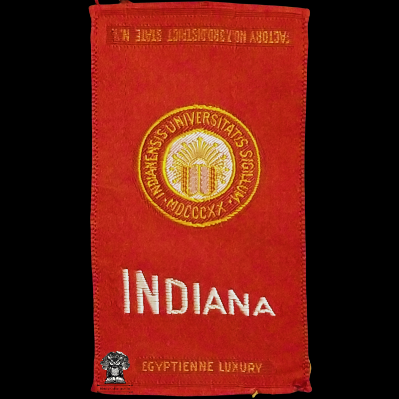 c1910 Indiana University - Tobacco Cigarette Silk - American Tobacco Company - Factory No 7 - 3rd District State New York - Egyptienne Luxury - Advertising Marketing Premium