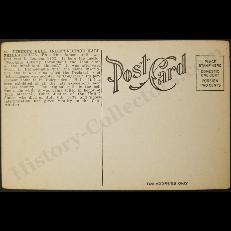 c1910 Liberty Bell Independence Hall Philadelphia Pennsylvania Postcard - Continental Congress - Progressive Era - Ready For Framing