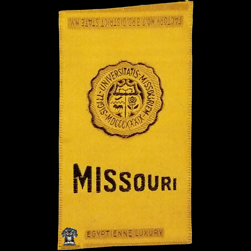 c1910 University Of Missouri Tobacco Cigarette Silk - American Tobacco Company - Factory No 7 - 3rd District State New York - Egyptienne Luxury - Advertising Premium