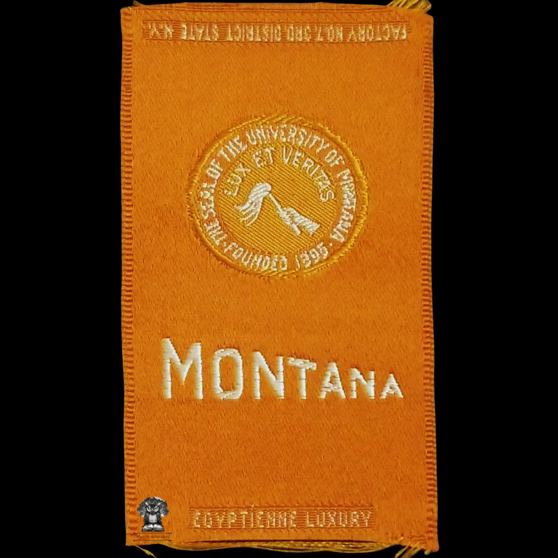 c1910 University Of Montana Tobacco Cigarette Silk - Naperville Illinois - American Tobacco Company - Factory No 7 - 3rd District State New York - Egyptienne Luxury - Advertising Marketing Premium