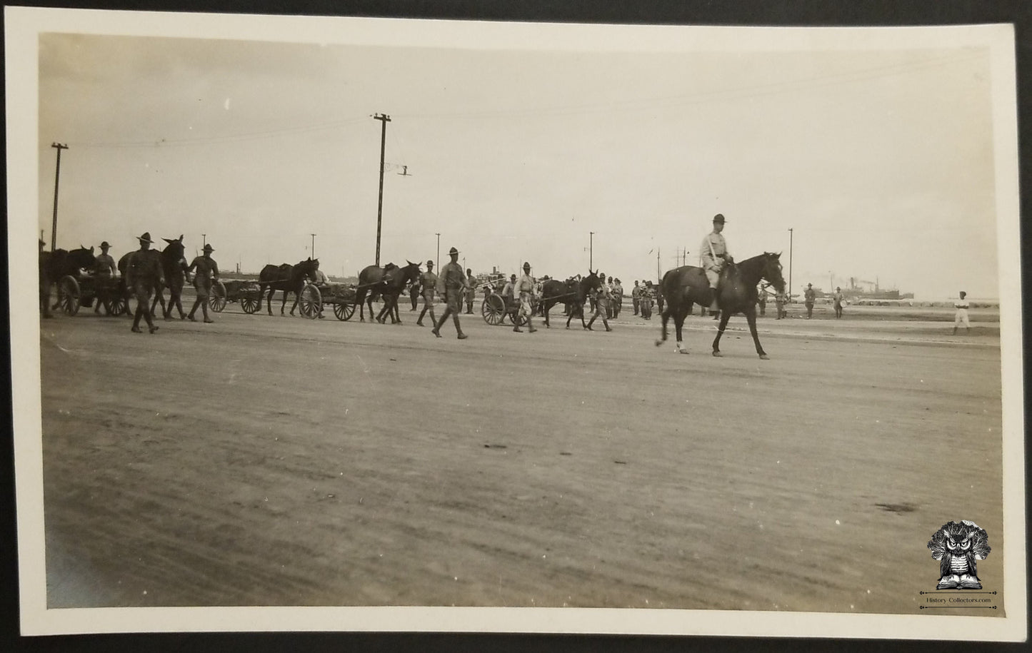 c1918 RPPC Picture Postcard - Post WWI Army Calvary Artillery Naval Military Transit Embarkation - AZO Stamp Box