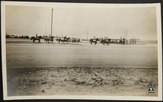 c1918 RPPC Picture Postcard - Post WWI US Army Calvary March Naval Military Transit Point Embarkation - AZO Stamp Box