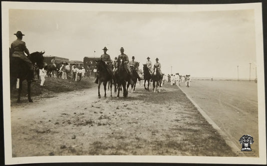 c1918 RPPC Picture Postcard - Post WWI US Army Calvary Naval Military Transit Point Embarkation Port - AZO Stamp Box