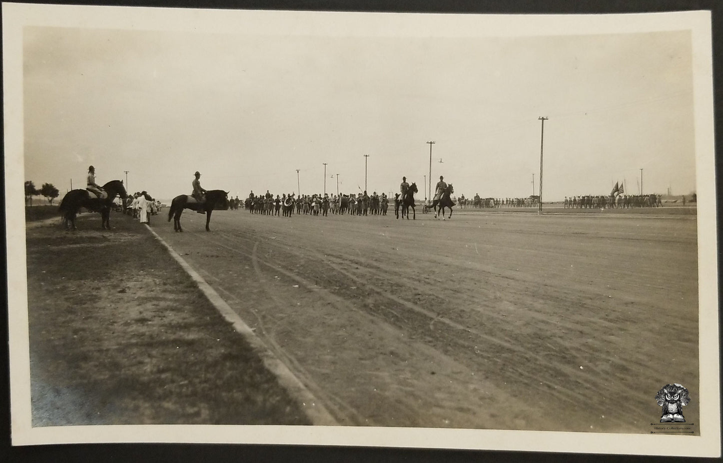 c1918 RPPC Picture Postcard - Post WWI US Army Marching Band Naval Military With Calvary Transit Point - AZO Stamp Box