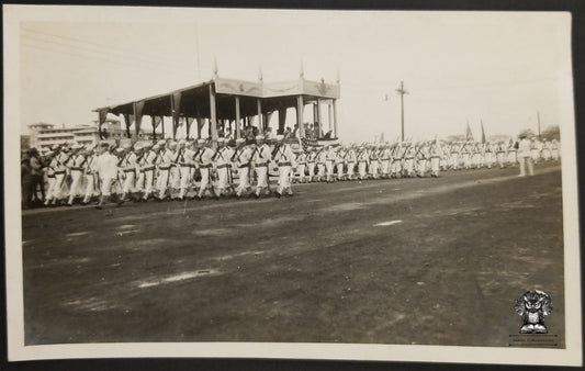 c1918 RPPC Picture Postcard - Post WWI US Navy Formation March Review Full Dress - AZO Stamp Box