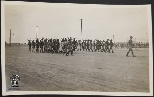 c1918 RPPC Picture Postcard - US Army Squad March - WWI Era - AZO Stamp Box