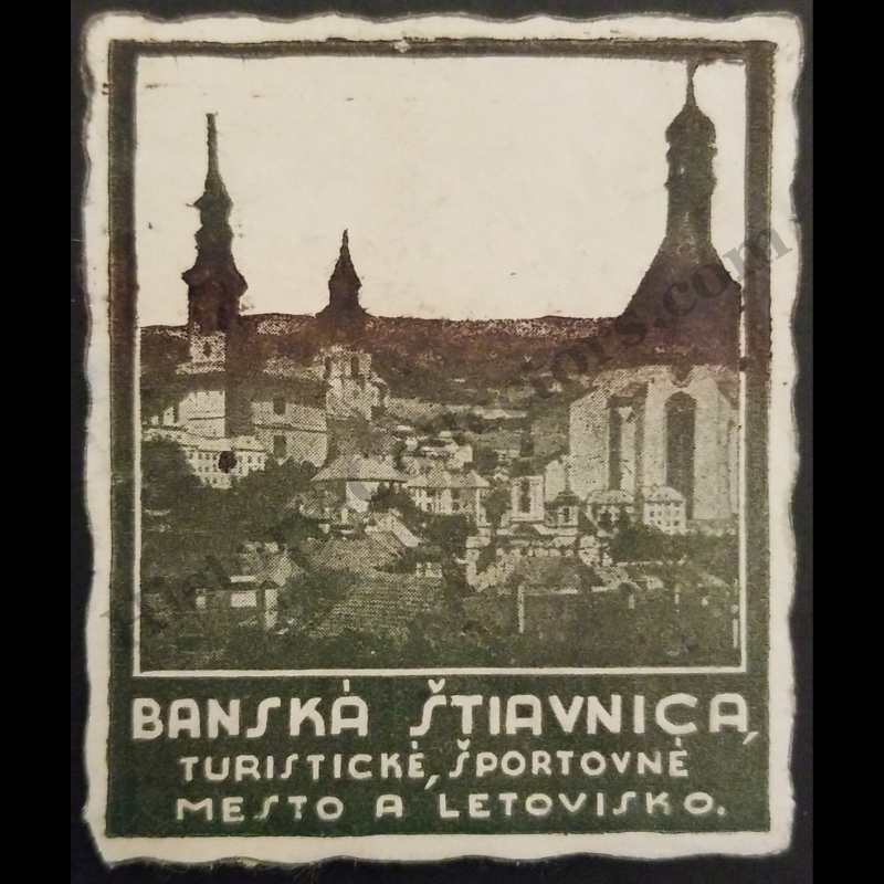 c1920 Banská Štiavnica Czechoslovakia Advertising Cinderella Poster Label - Touristic Sporting Town Resort
