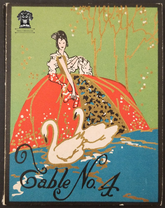 c1920 Bridge Card Game Tally Booklet - P F Volland Vogue Style Swan Maiden Fable